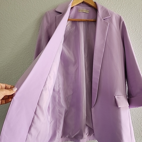Spring Lilac Lavendar Open Blazer Long Casual Modest Church Wear Size Medium - Picture 12 of 15